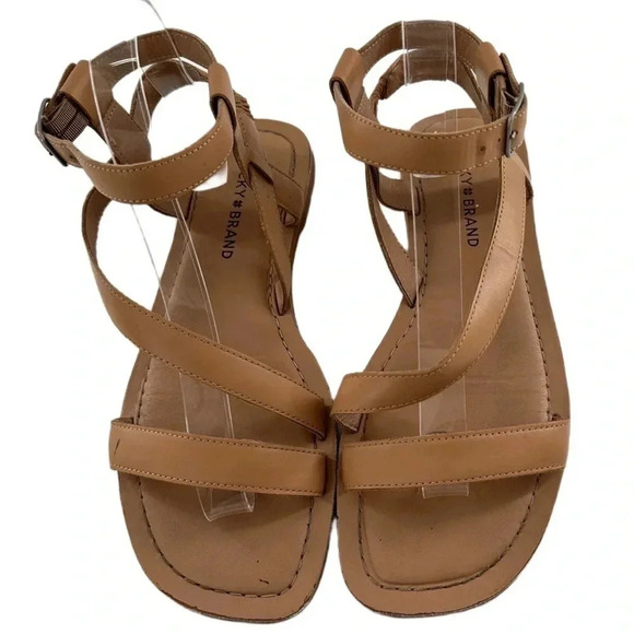 Lucky brand womens sandals size 8 38.5 tan leather - Picture 2 of 13